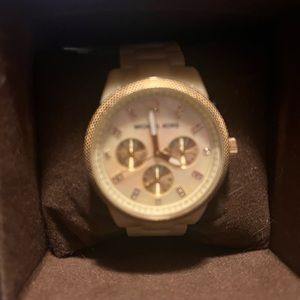 Bone and gold Michael Kors watch